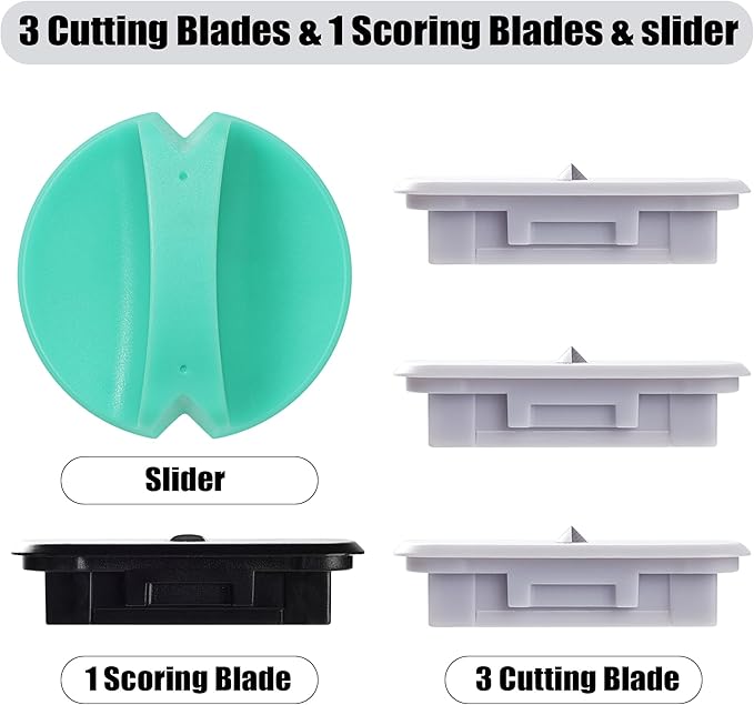 4-Pack Trimmer Replacement Blades for Fiskars Paper Trimmer, Replacement Blade for All Series of Fiskars/Portable&Precision Trimmer,Arts and Crafts,3 Cutting&1 Scoring Blades,Slider,Ice Blue