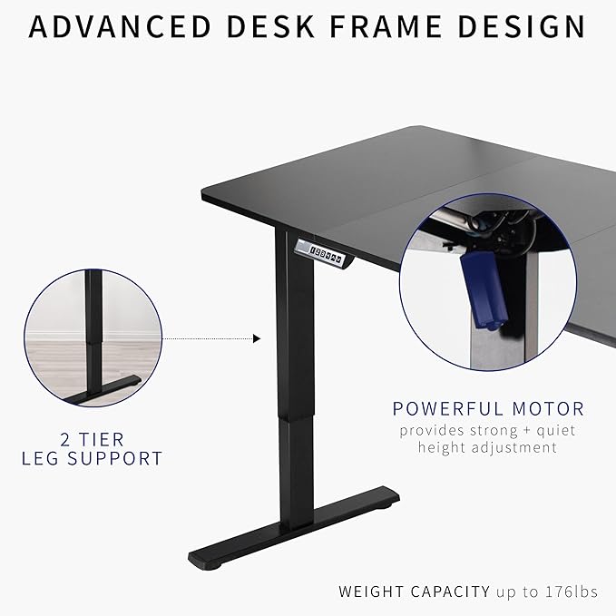 VIVO Electric 60 x 30 in Rustic Standing Desk, Memory Height Adjustment, 1B Series, Vintage Brown Top Gray Frame, DESK-KIT-1G6N-30