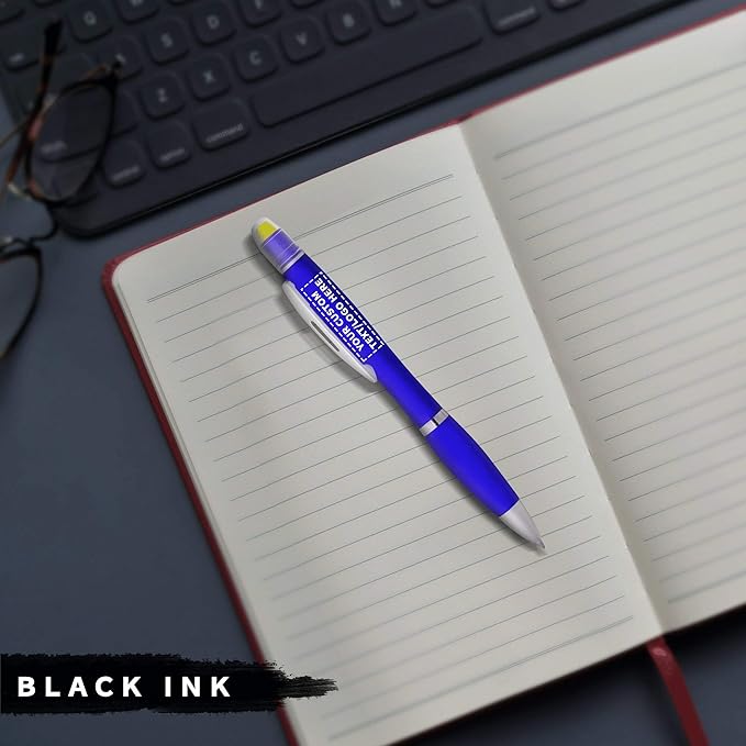 DISCOUNT PROMOS 100 Marathon Gel Highlighter Pens Pack - Customizable Text, Logo - Twist Mechanism, Ballpoint - Blue