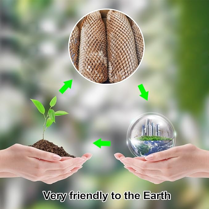 BOMEI PACK Honeycomb Packing Paper Wrap 12"x 164' Recycled Bubble Cushioning Bags Rolls Friendly Transportation and Handling Bags Packing Supplies Materials