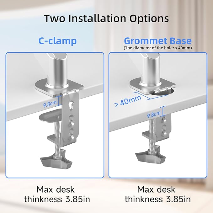Suptek Ultrawide Monitor Arm Mount for 17 to 43 Inch Heavy Duty Curved Screen,Holds 28.6 lbs,Adjustable Gas Spring Monitor Arm Desk Mount Stand,75/100 Vesa Mount,Silver(MD71MS)