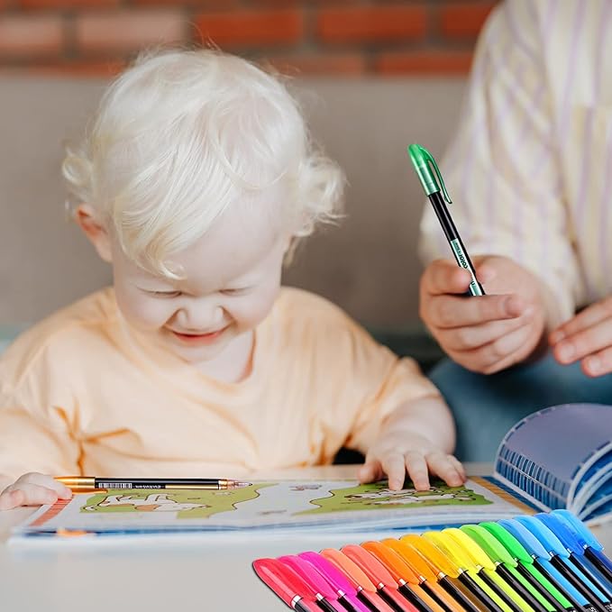 Lemical 48pcs Gel Ink Pens - 4 Types (12 Pastel, 12 Neon, 12 Metallic, 12 Glitter) Colors Drawing Pens for Greeting Cards, Coloring Books, Office Art