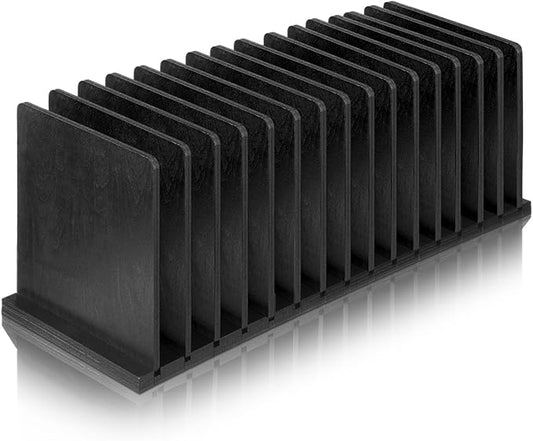 Desk Mail Organizer Wood File Holders 15 Slots Desk Organizer Countertop Letter Sorter Desktop Mail Paper Holder Folder Filing Cell Phone Document Storage Tray(Black)