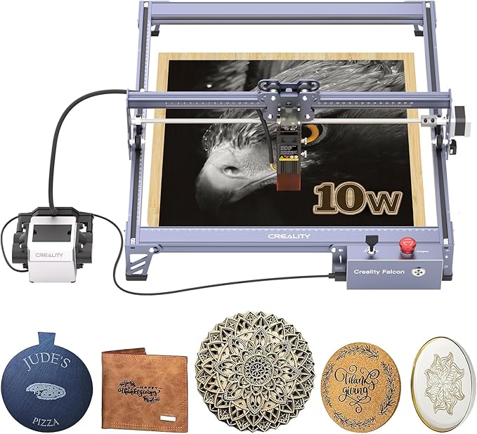 Creality 72W Output Power Laser Engraver, Falcon Pro 10W with Air Assist Laser Engraving Machine, CNC Machine Laser Engraver for Wood and Metal, Paper, Acrylic, Leather