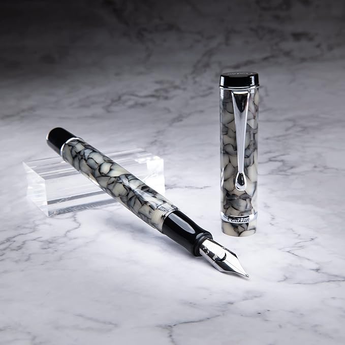 Conklin Duragraph Fountain Pen Cracked Ice - Broad Nib, Premium Writing Instrument with Striking Finish