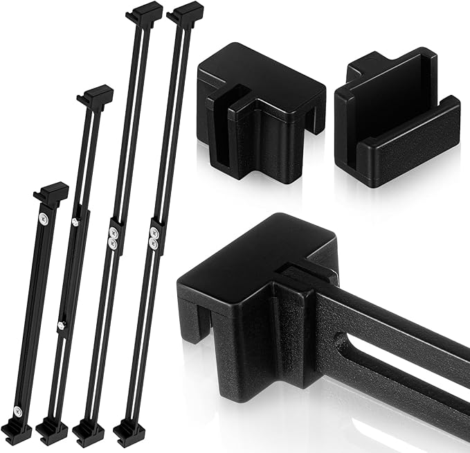 12 Pcs Metal Adjustable File Cabinet Rails Set Include 8 Hanging File Rail Clips 4 Cabinet Dividers Bars Suitable for Cabinets with Drawer Thickness Less Than 1/8 Inch(Black,10-18 Inch)