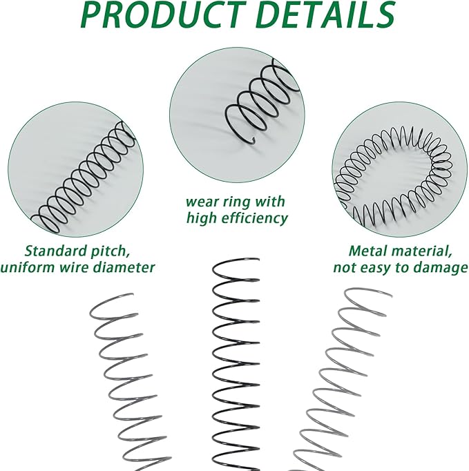 RAYSON 19mm Wire Spiral Coil Binding, 3:1 Pitch, 3/4" Metal Spiral Binding Coil 160 Sheets Capacity, Black Color & Pack of 50