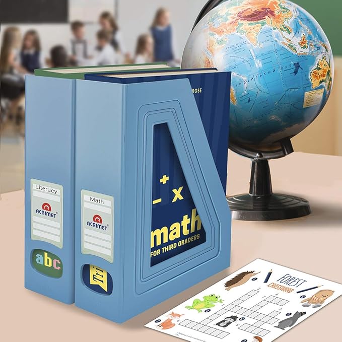 Acrimet Magazine File Holder, Durable Rack, Space-Saving Organizer (Plastic) (Solid Blue Color) (2 pack)