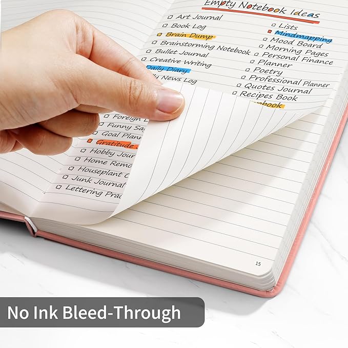 Annecy Lined Journal Notebook, Hardcover Numbered College Ruled Journal, Medium 5.5x 8.25, 160 Pages 100GSM Writing Paper, Peach Pink