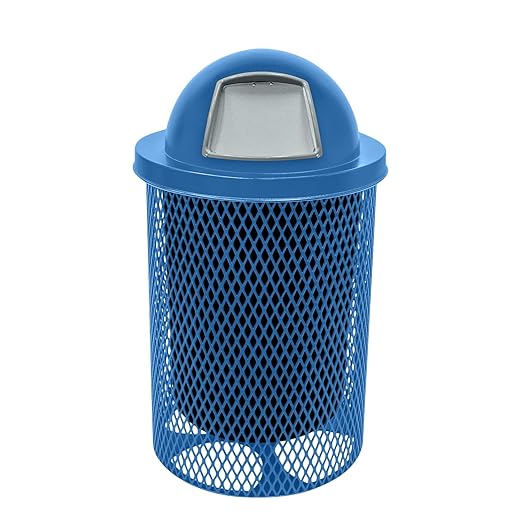 RDT-TXTLBL Heavy Duty 32 Gallon Round Trash Receptacle, Liner Included, Textured Light Blue with Textured Light Blue Dome Top, Made in America