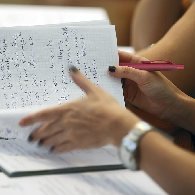 Deegtran 100 Pack No Bleed Blue Barrel Click Pens, Wholesale Retractable Ballpoint Pens, Medium Point, Smooth Ink, 1.0MM Black Ink