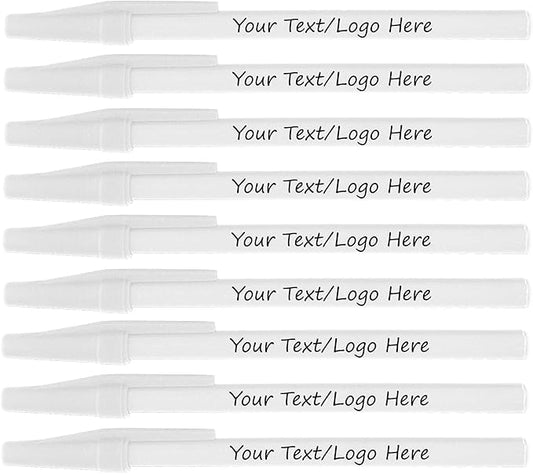Personalized Stick Pens With your Custom Logo or Text-500 Pack Bulk-for Businesses, Parties, and Events, Custom Printed Slim Ballpoint Pens Colored with Cap, White, Black Ink