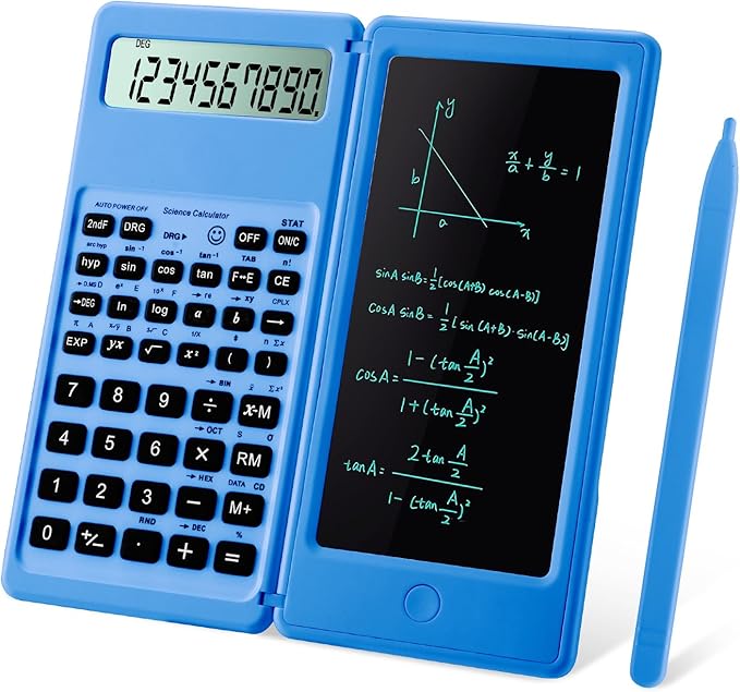 Scientific Calculators for Students, Blue Math Calculator with Notepad,10-Digit Large Screen, Classroom Must Haves for Middle High School Supplies & College （Blue）