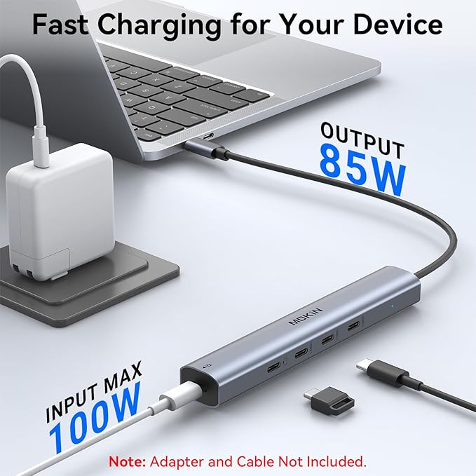 USB C Hub 10Gbps,MOKiN USB C Splitter with 4K@60Hz Video Output,100W PD Charging,Data Transfer,USB4 Multiport Dongle for MacBook Pro,iPad Pro and Type-C Devices