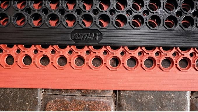 NoTrax 3' x 10' Anti-Fatigue Lightweight Restaurant Rubber Floor Mat with Drainage Holes, Beveled Edges, Non-Slip Mats, Red, T30 Competitor, T30S0310RD
