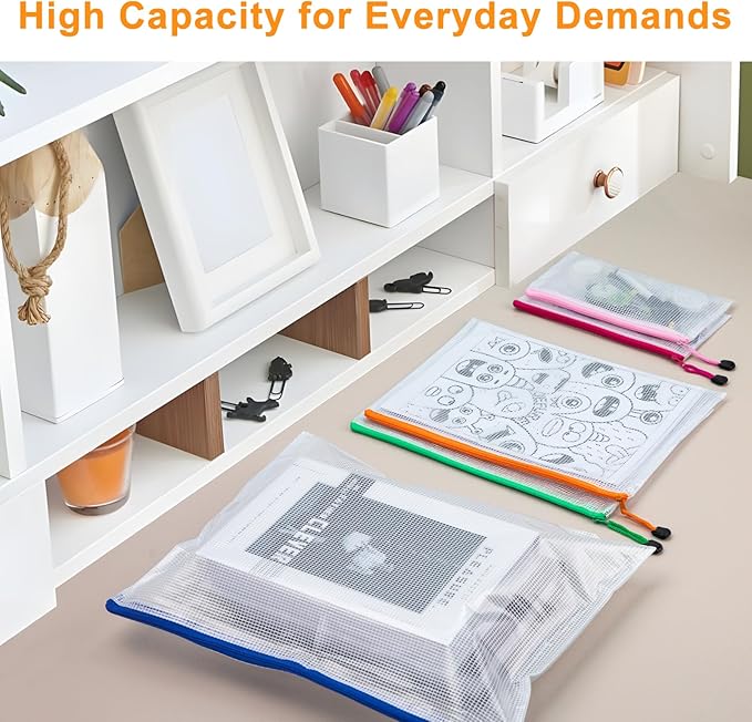 20Pack Mesh Zipper Pouch Bags, Waterproof 9.5x4.5 Inch Pencil Pouches Bulk for Storage, Teacher School, Toys, Puzzle, Office, 10 Colors