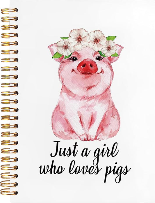 BearCake Preppy Coquette Pink Pig Gifts Notebooks for Pig Lovers Women,Just a Girl Who Loves Pigs Stuff Notebook,Diary or Journal for School,Work,or Journaling,Cute Hardcover Spiral Notebook 5.5x8.3
