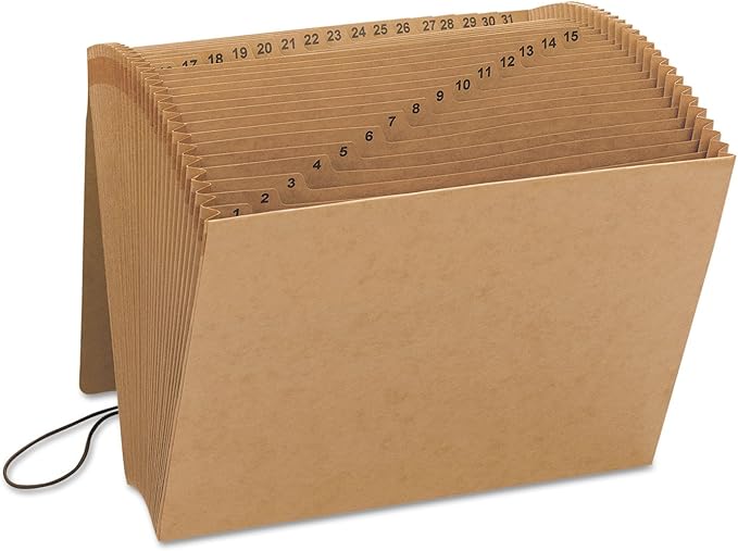 Smead Expanding File with Flap and Cord Closure, 31 Pockets, Daily (1-31), Letter Size, Kraft (70168) (Pack of 1)