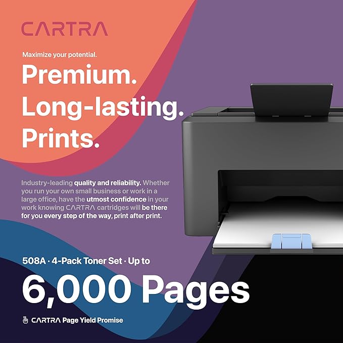 CARTRA 508A Toner Cartridges 4 Pack, Compatible Replacement for 508A Cyan Magenta Black Yellow Ink Cartridges for Color Printers, Work with Color Laser Printer M553 M577, Flow MFP M577 Series
