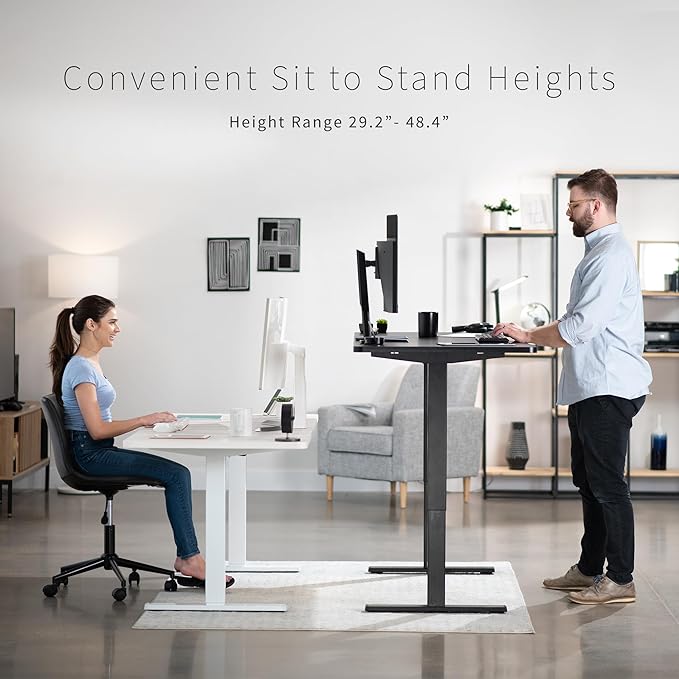 VIVO Electric 60 x 30 in Rustic Standing Desk, Memory Height Adjustment, 1B Series, Vintage Brown Top Gray Frame, DESK-KIT-1G6N-30
