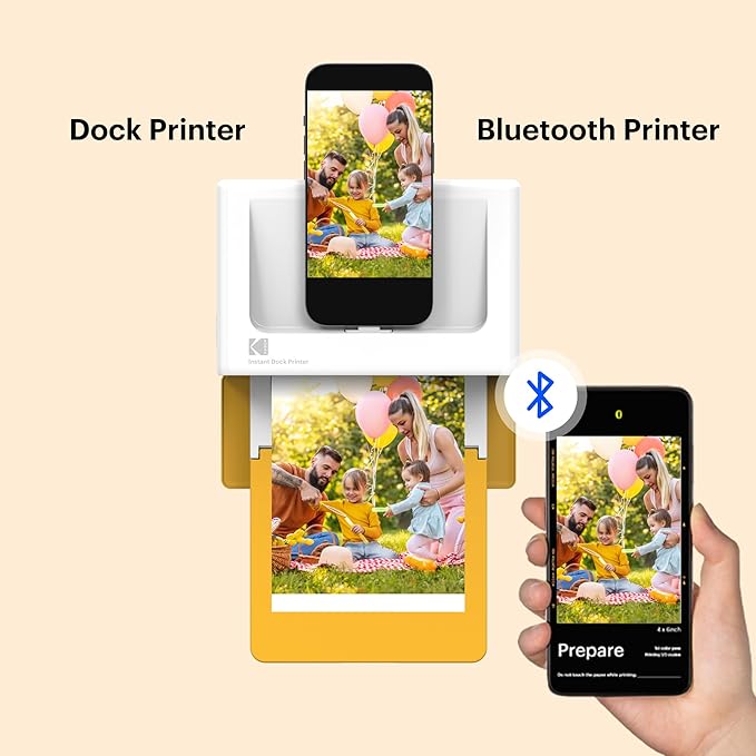 KODAK Dock Plus 4PASS Instant Photo Printer, 4x6 inches, 90 Sheets Bundle