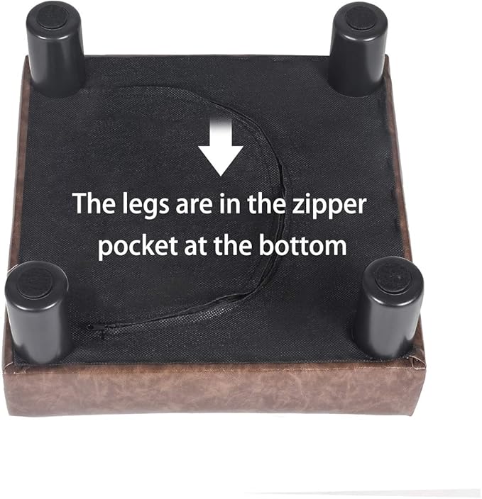 Joveco Small Footstool Ottoman Upholstered PU Leather Square Footrest Ottomans Small Foot Rest for Desk Couch Living Room Bedroom Office (Brown)