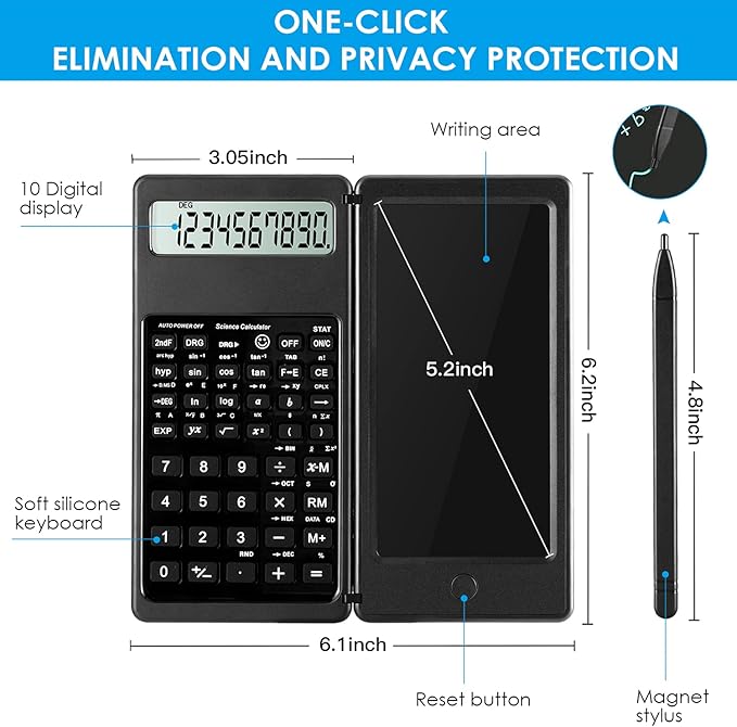 Scientific Calculators for Students, 10-Digit Large Screen, Math Calculator with Notepad, Classroom Must Haves for Middle High School Supplies & College (Black)