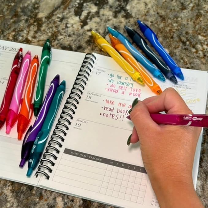 BIC Gelocity Quick Dry Gel Pens with Vivid colors and Smooth Writing, 0.7 mm Medium Point, 12-Count in Assorted Ink