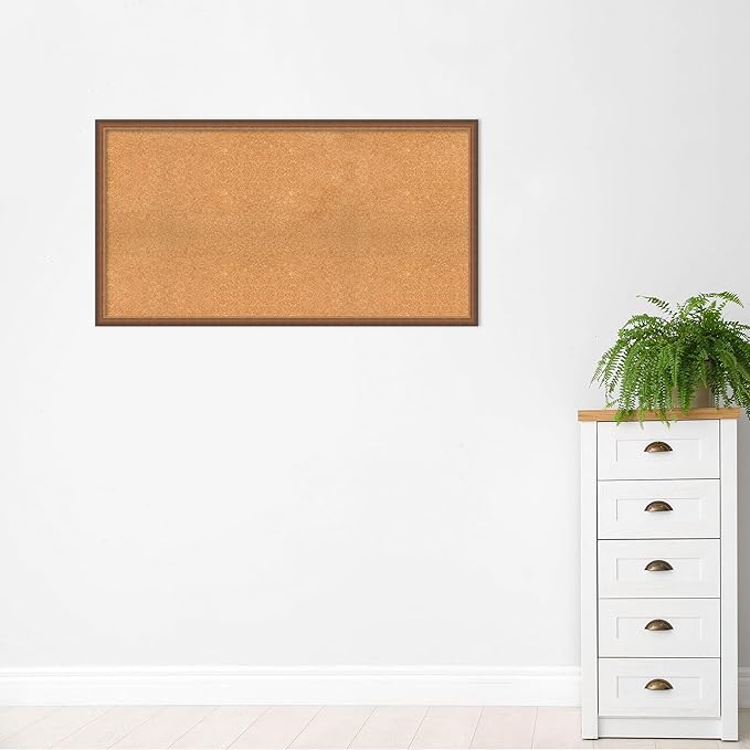 Amanti Art Natural Cork Board for Wall, 28x52 Vision Board with Bronze Frame, Oversize Corkboard Office Decor for Home Organization, Modern Corkboard Pinboard to Display Items for Home Organization
