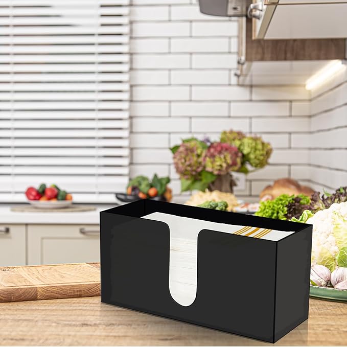 Mumufy 2 Pcs Fold Paper Towel Dispenser Countertop Napkins Dispenser Napkin Holder Multifold Disposable Acrylic Paper Towel for Z or C Fold (Black)