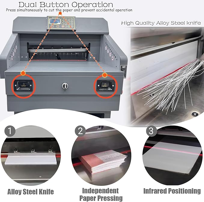 INTSUPERMAI Electric Paper Cutter Heavy Duty Paper Trimmers Guillotine with 40-460mm 1.57-18.11inch Cutting Size Digital Numerical Control Commercial Paper Stack Cutter Trimmer for Paper Cutting 110V