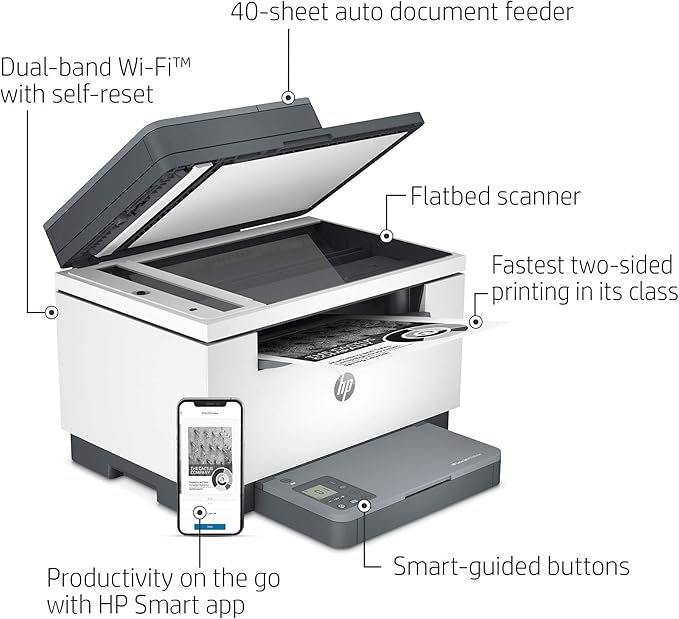 HP Laserjet MFP M234sdw Wireless Monochrome All-in-One Printer with Built-in Ethernet & Fast 2-Sided Printing, Instant Ink Ready (6GX01F) (Renewed)