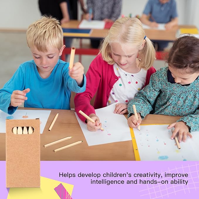 Faccito 300 Packs Mini Drawing Colored Pencils for Kids 3.5 Inch Portable Short Fat 6 Different color Pre Sharpened Pencils in Bulk for Children Painting Classroom School Supplies