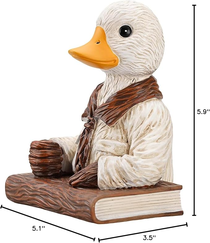 Duck Pen Insertion Pen Stand Resin Paperweight Cool Pencil Holder, Animal Series Desk Accessories Decor for Home Office School for Duck Lovers