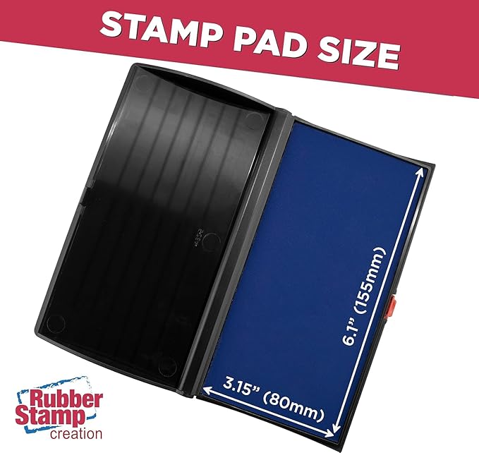 Large Premium Blue Ink Stamp Pad - 3" by 6" - Quality Felt Pad - Case with Closing snap