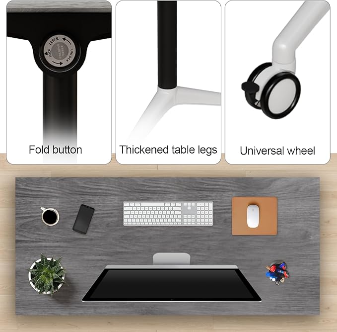 Folding Conference Table, Modern Large Conference Room Tables with Flip-Top Design, Foldable Conference Table Meeting Table with Wheels, Mobile Seminar Training Tables for Office Classroom (2, Oak)