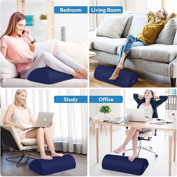 StepLively Foot Rest Ergonomic Pillow for Under Desk at Work, Anti-Fatigue Footrest Support Pillow for Fatigue & Pain Relief, Comfortable for Office Chair, Car Seat & Gaming Chair - Blue