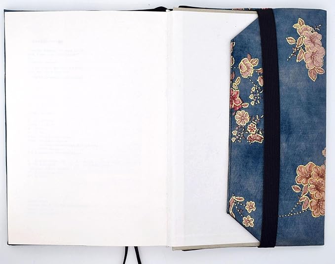 BLBMH Book Covers for Paperbacks Fit for 5.5x8.5 inch Adjustable Book Jacket Cover for Women Over 15 Soft Cloth Protector for Bible Novels Notebook Journal Book Lovers Gifts - Flower 3 Blue 8.5in
