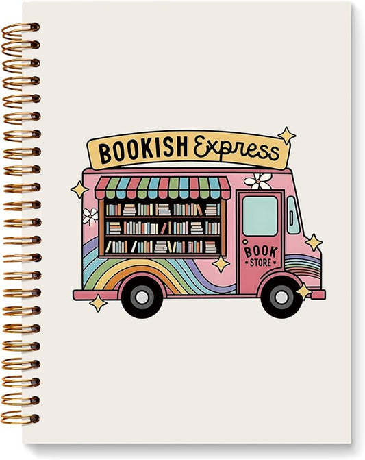 JXREQ Trendy Bookstore Notebook, Bookish Gifts Journal Notebook, Reading Journal for Book Lovers, Gifts for Readers Books Lovers Women, Bookish Express Spiral Notebooks 5.5x8.3