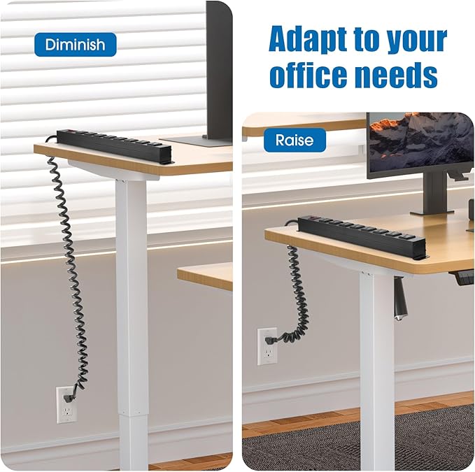 2Pack 8 Outlet Metal Wall Mount Power Strip, Mountable Outlet with Switch, Heavy Duty Wide Spaced Surge Protector, 6 FT SJT 14AWG Black Spring Cord.