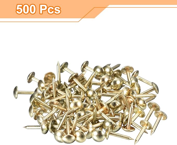 uxcell Upholstery Tacks Nail Pins Furniture, 1000Pcs 6.4x13mm Thumb Tack Pins Assortment Kit Carbon Steel for Home Sofa DIY Decorative Nail Heads Nails, Gold