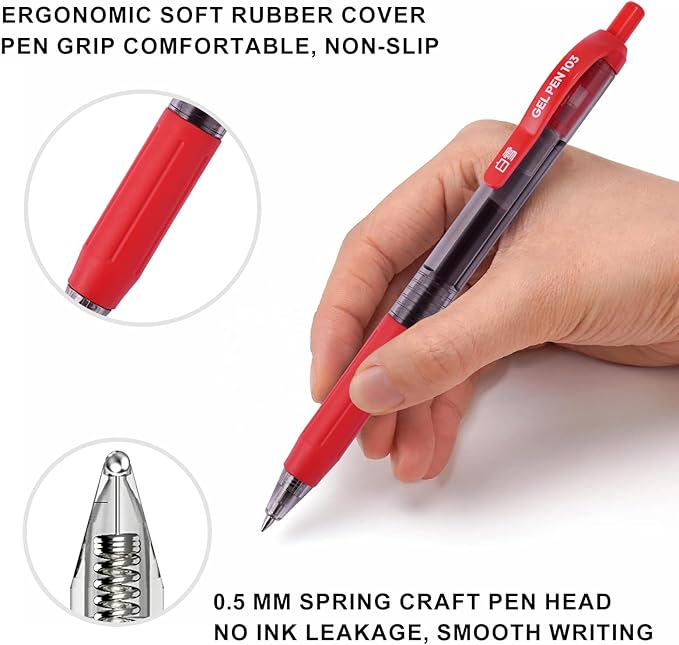 EYEYE G-103 Assorted Colors Gel Pens 0.5mm, 10 Pack Multicolor Retractable Pen Extra Fine Point Quick Drying, Ballpoint Pen Fine Point Smooth Writing Pens for for Office School Supplies