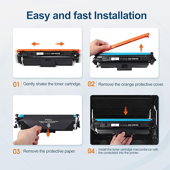 069H Toner Cartridge Set 4 Pack High Yield Replacement for Canon 069 069H Toner Cartridge Works for Canon Color imageCLASS MF753cdw MF751Cdw LBP674Cdw MF752Cdw LBP673Cdw Printer (B/C/M/Y)