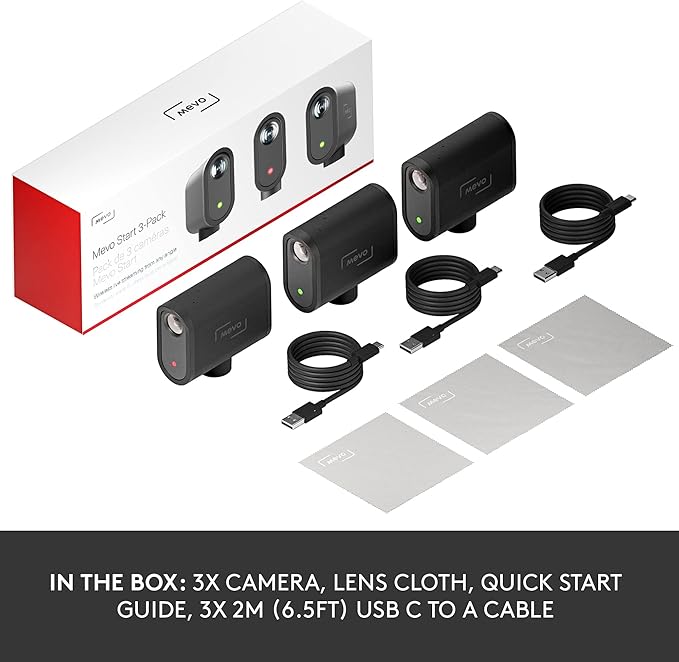 Logitech for Creators Mevo Start 3-Pack Wireless Live Streaming Cameras, for Multi-Camera HD Video,App Control and Stream via Smartphone or Wi-Fi