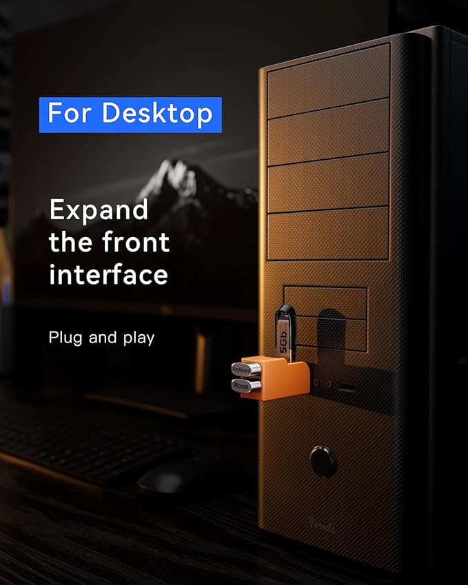 FORIDA 3 Ports USB 3.0 Adapter, USB Hub with 1 USB 3.0 and 2 USB 2.0 Ports, Portable USB Port Splitter for Keyboard, Mobile Hard Disk, U Disk, Camera, Mouse, etc (Orange)