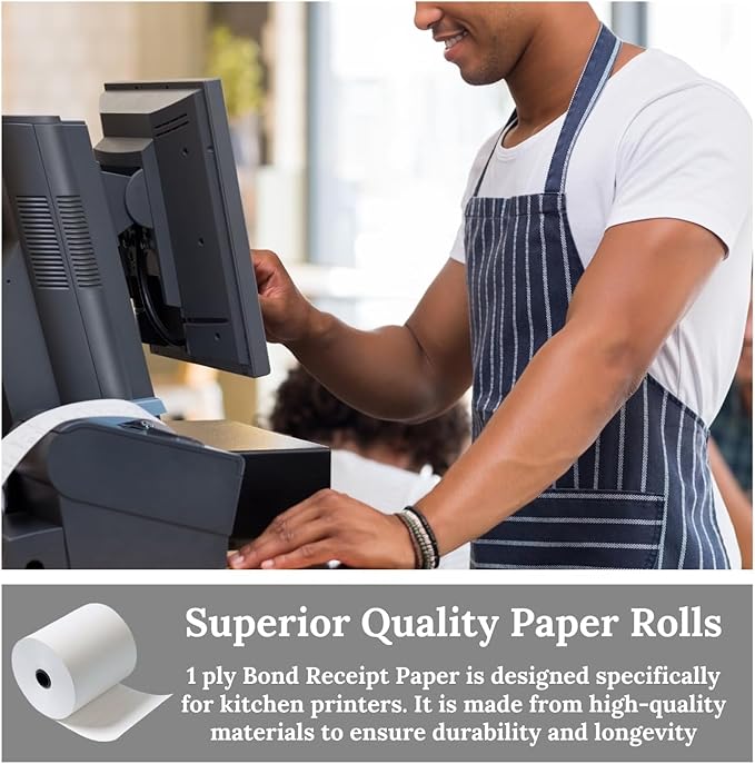 Bright White 3" x 150' 1-Ply Bond Receipt Paper Rolls (12 Rolls)