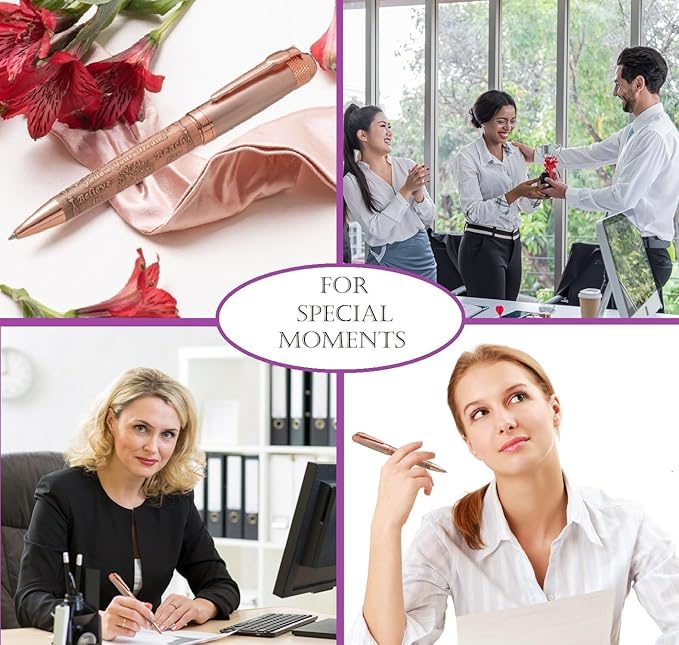 S&R Somit Fancy Pen with Gift Box - Luxury Pen for Women – Valuable Business, Office, Executive Gift for Family & Friends – Special Engraving & Led Decorative Box (GOLDEN ROSE)