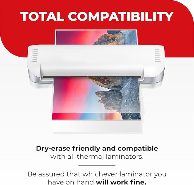 3MIL Thermal Laminating Sheets (100 Count) 9x11.5 inch, Letter Size, Dry-Erase Friendly Laminating Pouches, Compatible with Laminator, Crystal, Clear Laminated Finish