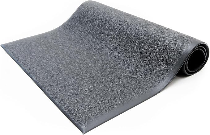 Anti Fatigue Floor Mat (Made in USA), 2 Feet Wide x 3 Feet Long x 5/8 Inches Thick, Textured Pattern Top, Black, Bevelled on All Four Sides, RoHS and REACH Compliant