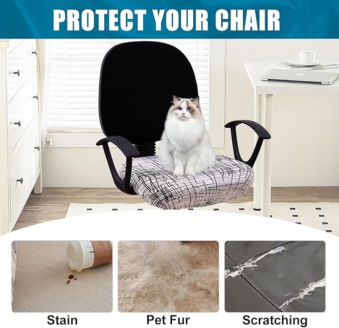 Smiry Printed Office Computer Chair Seat Covers, Stretch Fit Universal Desk Rotating Chair Cover Washable Removable Seat Cushion Protectors - Brown and White